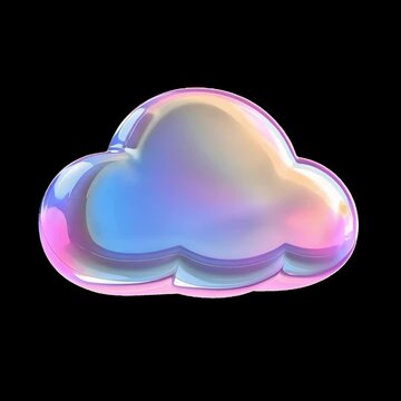 Colorful iridescent cloud illustration animation isolated asset, transparent 4K video, alpha channel, ProRes 4444