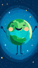 Naklejka premium Planet Earth being handed from older to younger generation in symbolic scene