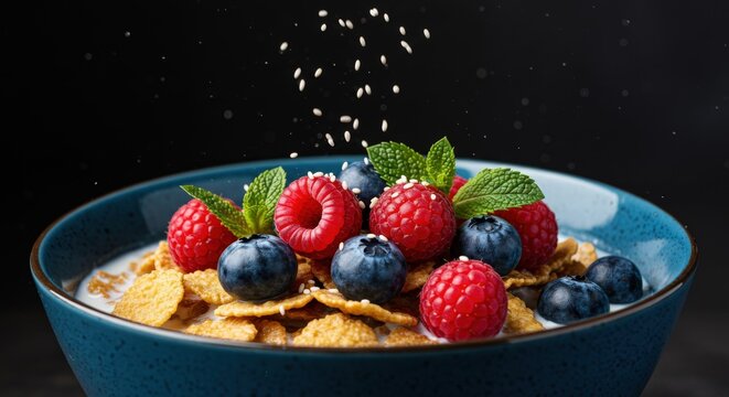 Breakfast Cereal Bowl with Berries and Mint | Healthy Food Still Life for Nutrition and Lifestyle Marketing