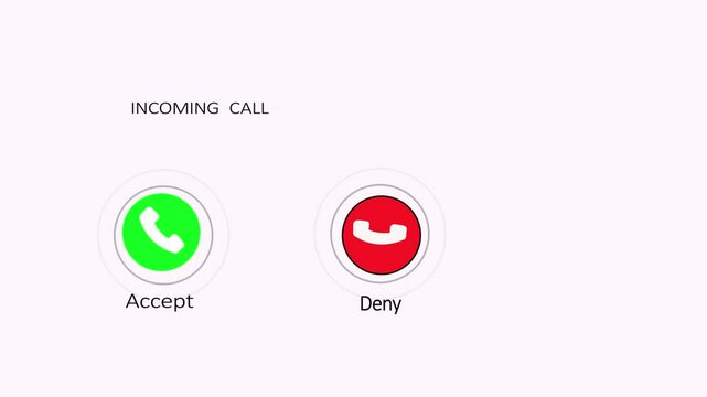 Incoming call ring icon background white Screen Animation of phone  the message animated, incoming call concept on mobile phone screen animation