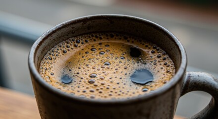 Close Up of Dark Coffee in a Ceramic Mug | Morning Beverage for Wake Up, Lifestyle Photography for Cafe and Restaurant Menu
