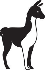 Elegant black and white llama silhouette, Simple llama figure in stylish profile
