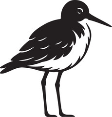 Obraz premium Shorebird silhouette in black and white, Elegant bird illustration coastal style