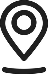 Black location pin icon, minimalistic symbol of navigation. Vector illustration