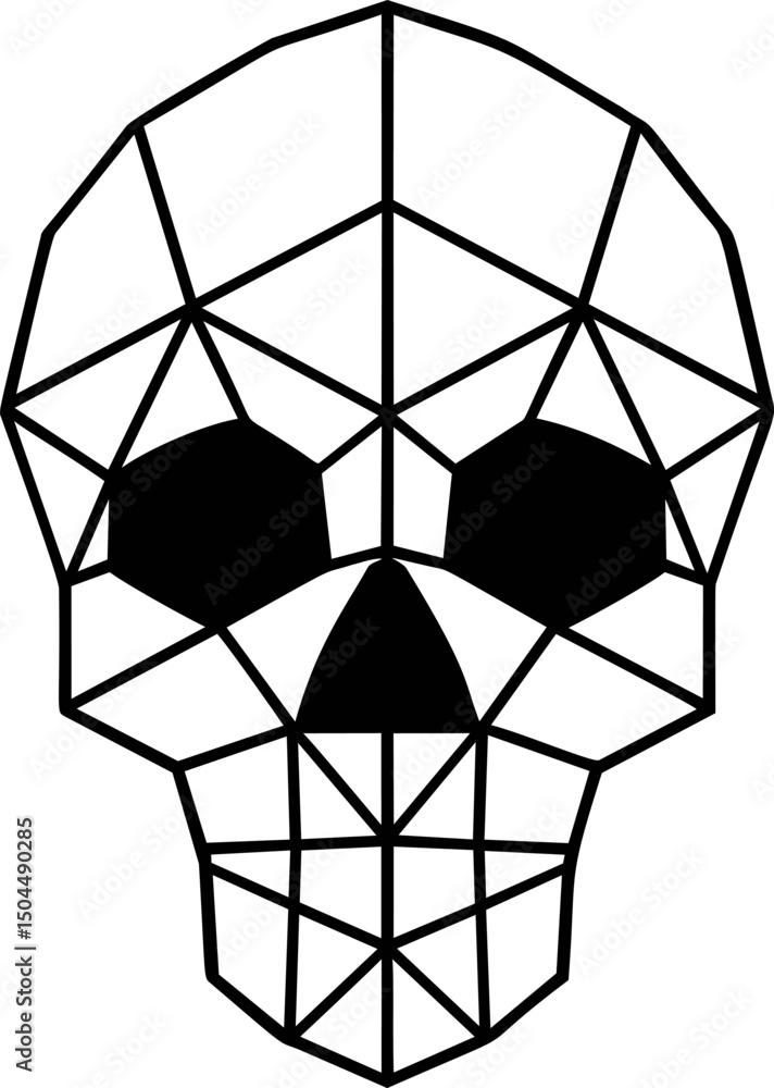 Leinwandbilder geometric polygonal black and white skull with triangular patterns. vector illustration