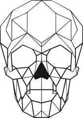 Geometric black and white polygonal skull with abstract lines and shapes. Vector illustration