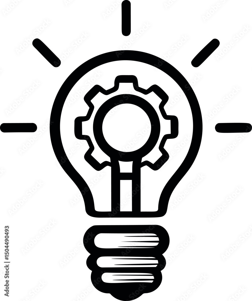 Poster Light bulb with gear icon representing innovation and creativity. Vector illustration