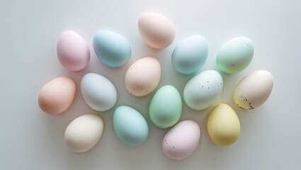Pastel Easter Eggs on White Background