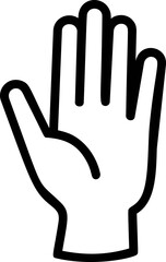 Obraz premium Outlined hand raised vertically in a stop gesture, simple black line art. Vector illustration