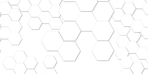 Naklejka premium Abstract Geometric Technology with Embossed White Hexagon on Transparent Honeycomb Vector Illustration Background.
