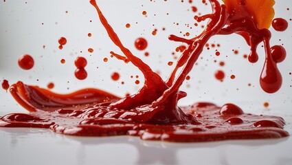 Dynamic Red Sauce Splash - High-Speed Photography