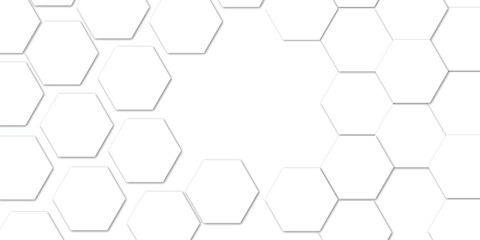 Abstract Geometric Technology with Embossed White Hexagon on Transparent Honeycomb Vector Illustration Background.