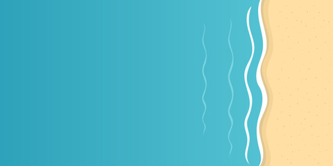 summer vector background with beach for banners, cards, flyers, social media wallpapers, sandy beach and water summer holiday background vector illustration.