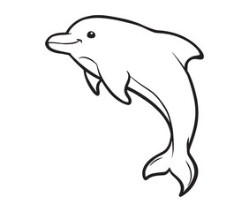 Cute dolphin line art illustration. dolphin clipart for kids and coloring books.