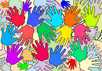 A sea of ​​colorful hands stands for diversity, tolerance and unity hidden in between is a subtle message against hatred, populism and authoritarian ideologies.