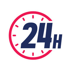 Twentyfour hours icon, 24h colored vector icon