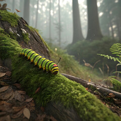 3d rendering of forest caterpillar