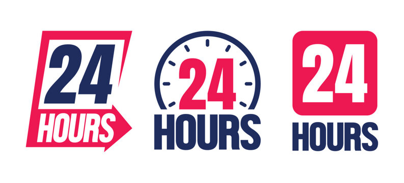 Twentyfour hours are open or open around the clock Colored icons