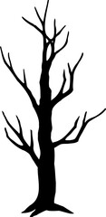 Obraz premium Dead tree silhouette isolated. Black Dry tree. scary tree. Tree without leaves. Transparent background, SVG file.