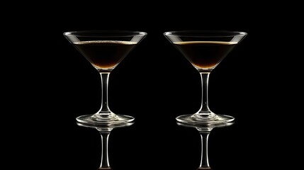 Elegant Cocktails with Dark Liquor in Stylish Glassware