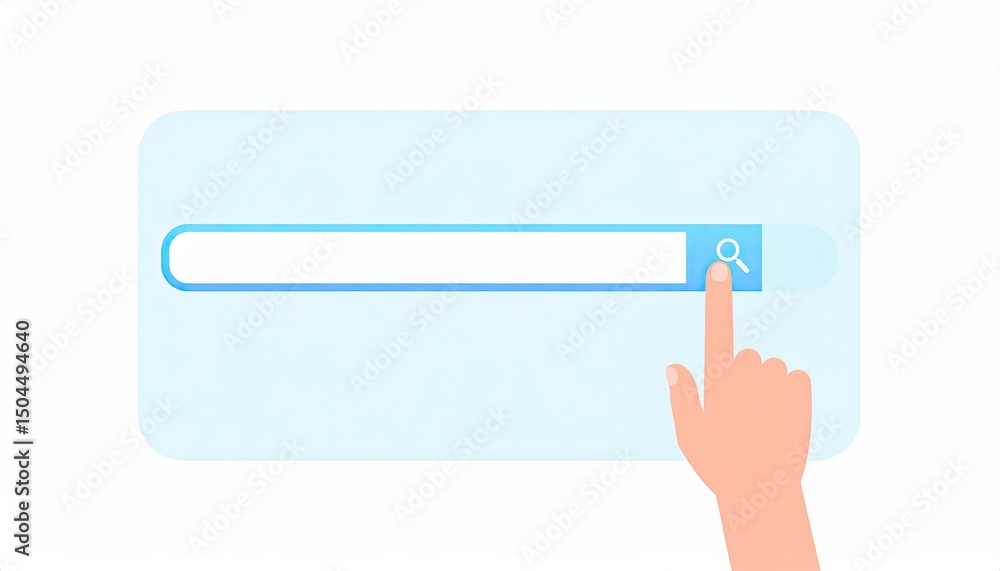 Aufkleber finger pressing search button on a digital search bar with a clean, minimalistic design in a modern 