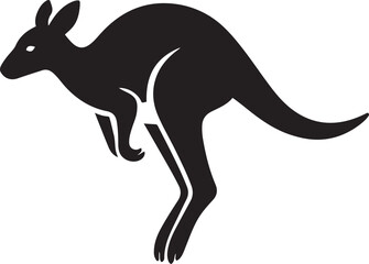 Kangaroo silhouette in dynamic motion, Jumping kangaroo black outline design