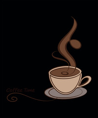 Stylized Coffee Cup Illustration with Steam Perfect for Cafe Branding Menu Design or Coffee Related Marketing Materials Featuring Classic Fonts and a Clean Vector Aesthetic