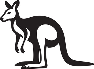 Minimal kangaroo silhouette black style, Simple kangaroo black white graphic