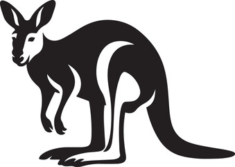 Stylish kangaroo black and white design, Fashionable kangaroo silhouette art