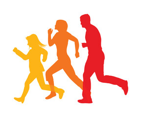 Small Family run colorful poster Vector illustration background silhouette