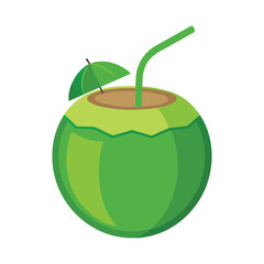 Young coconut drink with Straw