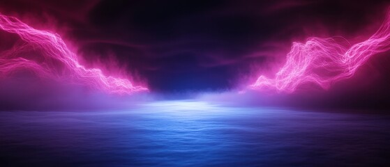 Futuristic waves and cosmic vibes in a mysterious space scene