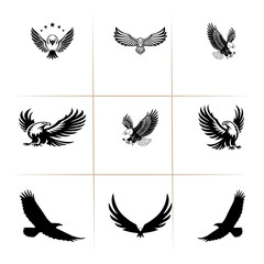Obraz premium black and white bird group vector 2