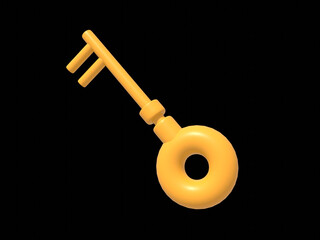 3d key icon isolated on transparent background. Trendy and modern vector in 3d style. Can be used for many purposes.