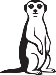 Meerkat silhouette cute standing style, Adorable meerkat in black white design