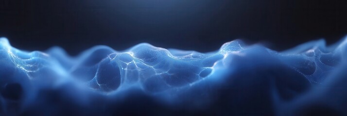 Dreamy blue abstract waves in serene night landscape