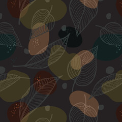 Modern colorful tropical floral pattern. Cute botanical abstract contemporary seamless pattern. Hand drawn unique print.