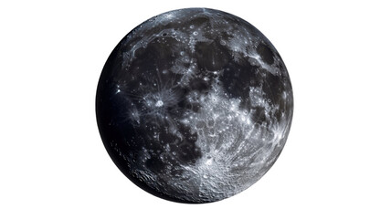 Detailed Full Moon with Crater Texture Isolated on White Background