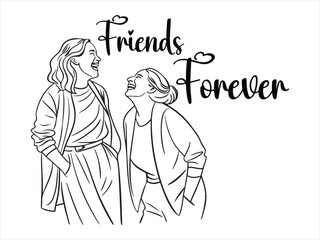 Happy friendship day line art design