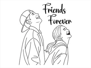 Happy friendship day line art design