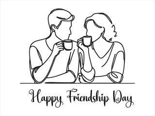 Happy friendship day line art design
