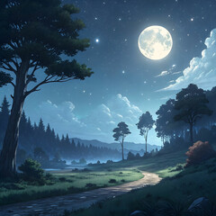 anime moon landscape
