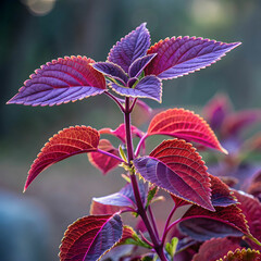 a purple and red leafed plant with purple leaves