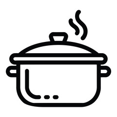 Crock Pot Icon, Silhouette, Vector, Illustration, Outline, Logo, White Background.