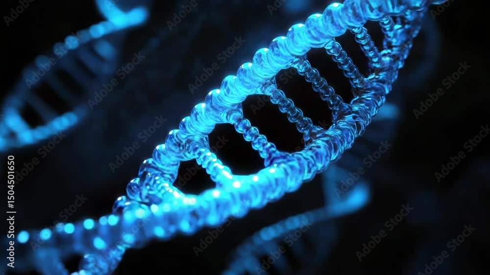 Poster Close-up image of a double-stranded DNA molecule, showcasing its twisted structure