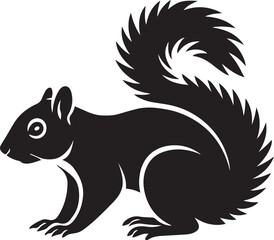 Squirrel silhouette artistic black shape, Cute rodent in stylish silhouette