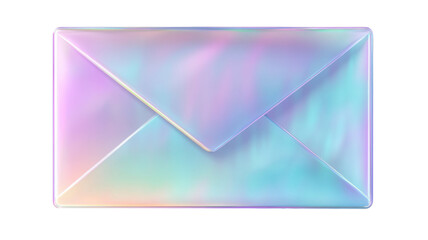 Shiny Holographic Mail Envelope with Reflective Surface Isolated on White Background