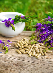 Horny goat wood extract alternative medicine. Selective Focus.