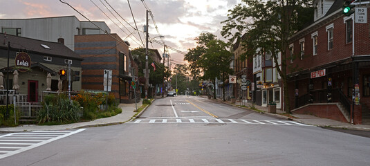 New Paltz, village in Ulster County located in U.S. state of New York at dawn