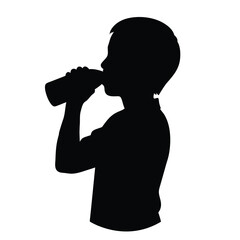 Boy drinking water vector silhouette
